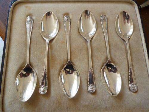 ASPREY!  6 hallmarked silver coffee spoons/ espresso spoons/ demitasse spoons/ teaspoons